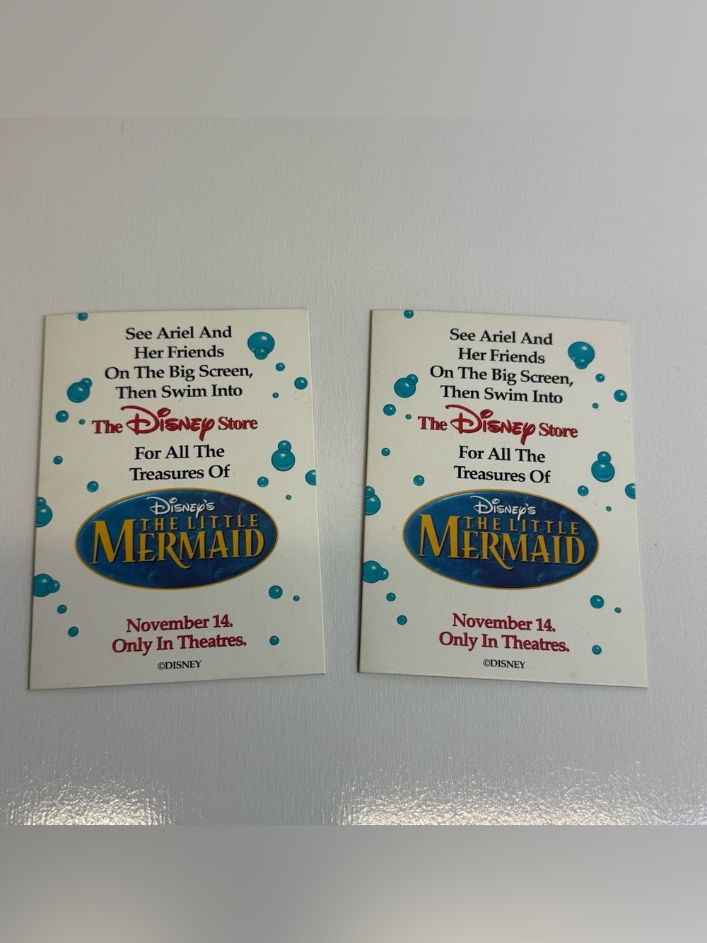2 DISNEY STORE LITTLE MERMAID MOVIE RELEAS LENTICULAR FLASHER TRADING CARDS 1997 - Picture 4 of 5